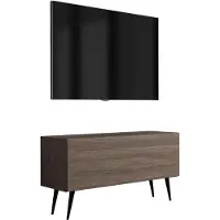 3Xeliving TV-Schrank Füße schräg schwarz, Eiche Dunin, 100 x 32 x 52 cm