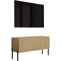 3Xeliving TV-Schrank Geölte Eiche, schwarze gerade Füße, 100 x 32 x 52 cm