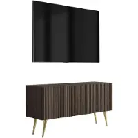 3Xeliving TV-Schrank Dunin-Eiche, goldene schräge Füße, 100 x 32 x 52 cm
