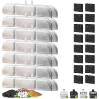 Sonstiges Katzenbrunnen Filter Set 32 Stück, 16x Vliesstoff Kohlefilter & 16x Schaumfilter für 2,5L Trinkbrunnen