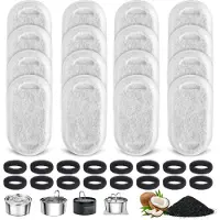 Sonstiges Katzenbrunnen Filter Set 32tlg. 16 Kohlefilter 16 Schaumfilter für 2-4L Edelstahlbrunnen 7,6x4,3cm BPA-frei Dreifachfiltration