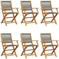 vidaXL Klappstühle, 6 Stück, graues Massivholz Akazie