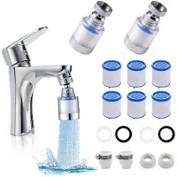 Sonstiges Wasserhahnfilter 2 Stück 360° drehbar mit 6 PP-Baumwoll-Filterelementen für Küche & Bad