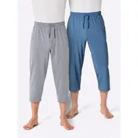 Wäschepur 3/4-Hose WÄSCHEPUR, Herren, Gr. 44/46, Normalgrößen, blau (grau, meliert, mittelblau), 100% Baumwolle, 88% Baumwolle, 12% Polyester, meliert, unifarben, Hosen 3/4-Hose