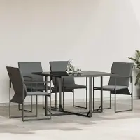 Markenlos Stapelbares Gartenstuhl-Set aus Textilene und Metall, 4-teilig, Schwarz und Anthrazit, 50,5 x 59 x 81,5 cm, wetterfest für Terrasse und Außenbereich