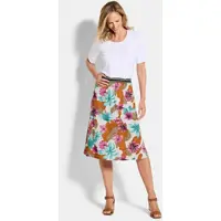 Goldner Jerseyrock "Druckrock mit Blumenmuster", Damen, Gr. 46, bunt (bunt, gemustert), Obermaterial: 92% Viskose CV. 8% Elasthan EL., ausgestellt, Röcke Jerseyrock, stretchbequemer Viskosejersey