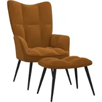 vidaXL Relaxsessel mit Hocker Braun Samt