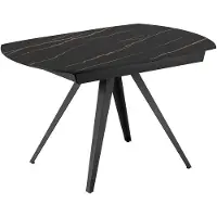 STONES Ausziehbarer Tisch Kyoto 120, modern, in schwarzer Keramik mit Portoro-Marmor-Optik und schwarzem Metallgestell – Möbel im zeitgenössischen Design