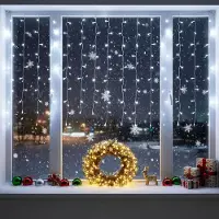 Salcar LED Lichterkette Eisregenvorhang Außen 8 Beleuchtungsmodi, Memory-Funktion,3m 150 LED Lichterkette Kaltweiß
