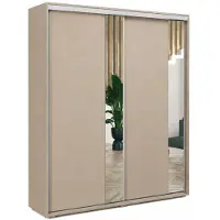 BM-Möbel A4 Schlafzimmerschrank mit 2 Schiebetüren und Spiegel - Kaschmir - 200 x 62 x 245 cm