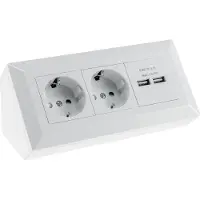 Chilitec 2-fach Steckdosenblock + 2x USB weiß 250V/ 16A Aufbaumontage USB 3,1A