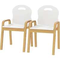 AIYAPLAY 2er Set Kinderstuhl aus Holz Höhenverstellbar Schreibtischstuhl Weiß