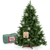 Juskys Weihnachtsbaum Norvi 150 cm grün stabiler Holzständer naturgetreu