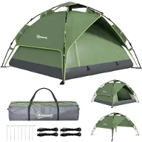Aosom Familienzelt Campingzelt Doppelzelt Quick-up Zelt 2 Erwachsene + 1 Kind