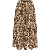 Kaffe Midirock "Damen Rock KAleopra", Damen, Gr. 40, beige (naturel leopard print), Obermaterial: 52% Baumwolle CO. 48% Polyester PES., Röcke Midirock