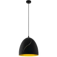 Eglo Pendelleuchte Hunningham, Hängelampe Industrial, Vintage, Hängeleuchte aus Stahl in Schwarz, Gold, Esstischlampe, Wohnzimmerlampe, E27, Ø 40,5 cm