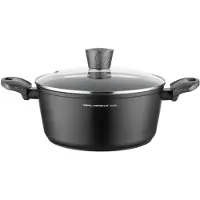 Florina Topf aus Aluminium (4 l) | 24 cm Durchmesser | Kochtopf mit Glasdeckel - Antihaftbeschichtet | Topf Induktion - Oval | Ideal für Induktionsherd, Gasherd und Elektroherd (Schwarz)