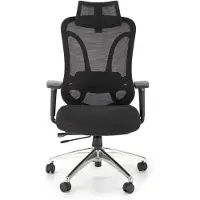 Halmar Ergonomischer Bürostuhl GILBERTO schwarz mit Netzrücken, verstellbarer Kopfstütze und Armlehnen