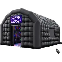 Vevor Aufblasbares Partyzelt 5x4x3,8 m, Würfelzelt für Disco Nachtclub, Pavillon Hochzeitszelt mit 680W Gebläse, Sandsack, 2 Fenster für Veranstaltungen, Geburtstag, Hochzeit, Schwarz