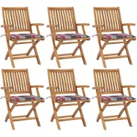 vidaXL Klappstühle mit Kissen, 6-teilig, Massivholz Teakholz