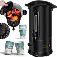Kesser Glühweinkessel 10L Edelstahl Inkl. 10x Becher Glühweinkocher mit Thermostat Glühweinautomat Heißgetränkeautomat Wasserkocher Heißwasserspender Einkochautomat Füllstandanzeige Zapfhahn