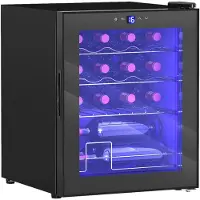 HOMCOM Weinkühlschrank, 16 Flaschen 42L Touchscreen, Glastür, LED-Beleuchtung