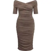 Object Schulterfreies Gerafftes Kleid Grau XL