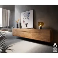 DELIFE Lowboard Anaya 220 cm Akazie Natur 4 Türen 2 Schubladen Schwebend