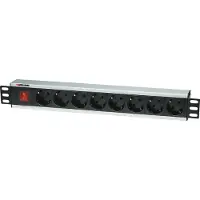 Intellinet 19" 8-fach Steckdosenleiste, Schutzkontakt, Mit Netzschalter, ohne Überspannungsschutz, 3 m Stromkabel, 1,5 HE, 8 AC-Ausgänge, 250 V, 16 A, 3500 W, Weiß, 3 m