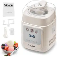 Vevor automatische Eismaschine mit eingebautem Kompressor 1 L kein Vorgefrieren, Gelato und Ice Cream Maker mit 4 Modi, elektrischer Eismaschine Frozen Yogurt Sorbet Maker Weiß