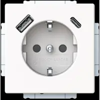 Busch-Jaeger 20EUCB2USBAC-884 SCHUKO USB-Steckdosen-Einsatz Safety+ mit USB-A/C studioweiß matt - 2CKA002011A6310 20EUCB2USBAC884