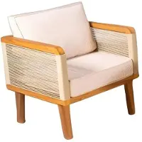 AEA Sessel Gartensessel Gartenstuhl mit Polstern Kissen Wasserresistent Beige