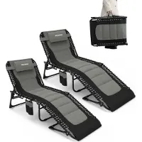 StarTech.com Klappbare Garten Sonnenliege - Relax Liegestuhl für außen - 5-fach verstellbar - Gepolstert, Stoff, mit Armlehnen - bis 150 kg - 2er Set, 200x68x35 cm