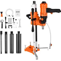 Vevor Diamantkernbohrmaschine Kernbohrgerät, 202 mm max. Bohrdurchmesser, 2 in 1 Diamantbohrer 1500 W mit 4 Bohrern & einstellbarer Drehzahlen (1000 / 2500 U/min) für Beton Ziegel Stein