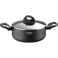 Unyqoos Bratentopf aus Aluminium 2,5 mm, Ø 24 cm (4,8 l) – 2‑lagige Xylan Antihaftbeschichtung (Whitford), induktionsgeeignet, Glasdeckel mit Dampföffnung