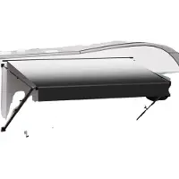 OEM Wohnwagen Markise universelle einziehbare Markisen (426,7 cm) wasserdichter Sonnenschutz mit Aluminiumlegierungsrahmen, Außenmarkise mit schwarzem Ständer und schwarzen Stoffen mit Farbverlauf