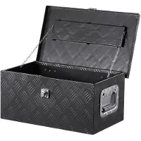 Vevor Werkzeugkasten aus Aluminium für die Ladefläche, gestreifte Werkzeugkiste (508 x 304,8 x 241,3 mm) mit seitlichem Griff & Schlossschlüsseln, Aufbewahrungs-Organizer für Anhänger Schwarz