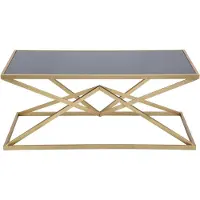 Mauro Ferretti Pyramidenförmiger Couchtisch, goldfarbenes Metall und schwarzes Sicherheitsglas, Glamour-Stil, 110 x 60 x 45 cm – Luxusmöbel
