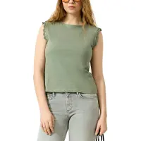 QS Rundhalsshirt mit Häkel-Details an der Schulter