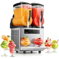 Vevor kommerzielle Slusheis Maschine 12 L x 2 Doppeltank-Maschine für gefrorene Getränke, 96 Tassen Edelstahl Slush-Eis-Maschine mit Tastenfeld Softeis Maker für Partys Restaurants Cafés Bars