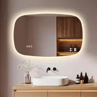 S'AFIELINA 80×50 cm Wandspiegel LED – Badspiegel mit Beleuchtung, HD-Glas , dimmbar, 3-farbige LED, Anti-Beschlag, horizontal & vertikal aufhängbar
