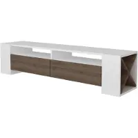 Skye Decor , Moderner TV-Ständer in Walnuss und Weiß, 155 x 35 x 35 cm | 100% melaminbeschichtete Spanplatte, 18 mm dick | Zahlreiche Regale & zusätzlicher Stauraum, elegant und funktional.