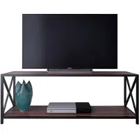 Skye Decor , Xena - Black, Walnut, Fernsehtisch, Nussbaum, 100 % MELAMINBESCHICHTETE SPANPLATTEN, 120 x 33 x 45,7 cm