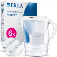 Brita 1x Wasserfilter-Kanne MAXTRA Marella weiß, 6x Pure Performance Filter