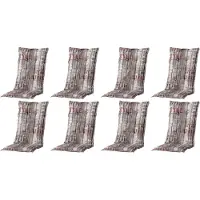 Madison 8x C067 Hochlehner Gartenstuhl Auflagen 8cm grau gestreift