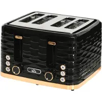 HOMCOM Toaster 4 Scheiben mit 7 Stufen, Auftaufunktion 1860 W Schwarz