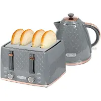 HOMCOM Wasserkocher mit Toaster 1,7L 4 Toastscheiben mit 7 Bräunungsstufen
