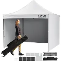 OEM VEVOR Pop-Up-Pavillon Zelt 304,8 x 304,8 cm mit Seitenwänden Dunkelgrau, Weiß-3.048x3.048x3.20 m