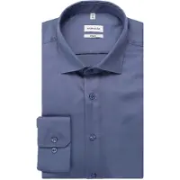Seidensticker Businesshemd "Schwarze Rose", Herren, Gr. M (40), normale Ärmellängen, blau, 100% Baumwolle, unifarben, skinny fit, 2-Knopf-Manschette, Hemden Businesshemd, X-Slim 1/1 Kentkragen Uni