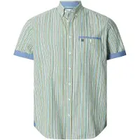 Babista Kurzarmhemd "Kurzarmhemd LINOLI", Herren, Gr. XXL, weit, grün (grün gestreift), Obermaterial: 100% Baumwolle CO., Hemden Kurzarmhemd